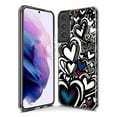 thumbnail image 3 of MUNDAZE Samsung Galaxy S23 Ultra Shockproof Clear Hybrid Protective Phone Case Black White Hearts Love Graffiti Cover, 3 of 5