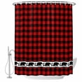thumbnail image 2 of Red Black Plaid Waterproof Fabric Shower Curtain,Country Vintage Bear Buffalo Gingham Waterproof Fabric Shower Curtain for Bathroom Curtains Bathtubs Hotel Shower Curtains with 12 Hooks Stall 54x78in, 2 of 8