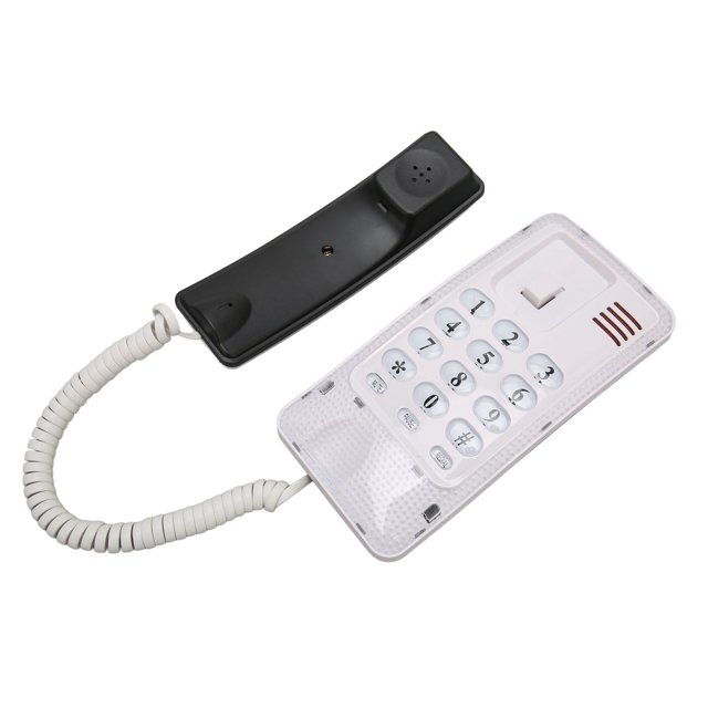 Téléphone Mural Rétro Ancien Style, Matériau ABS Anti-Poussière Fonctions Multiples Étanche Bouton Muet Téléphone Mural Rétro avec Combiné pour Banque Rouge, Blanc, Bleu