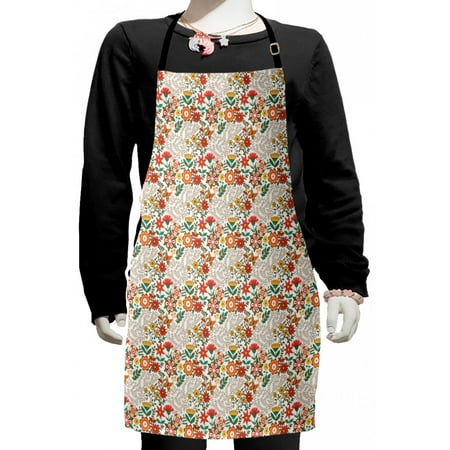 

Abstract Kids Apron Tulip Illustration of Traditional Russian National Art and Butterfly Boys Girls Apron Bib with Adjustable Ties for Cooking Baking Painting Multicolor by Ambesonne