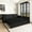 Black + Velvet + 3 Seat, variant on LUCKHAO King Size Convertible Sofa Bed with Faux Leather & Velvet Upholstery, Rolled Arm, Nailhead Trim, Multi-Functional Chesterfield