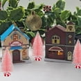 thumbnail image 7 of Pink Winter Wonderland Village Bottle Brush Christmas Trees 4 Inches Seasonal Ornament Indoor Holiday Festive Display Miniature Design Decor Peppermint Candy Base 3 Pieces Pack of 2, 7 of 7