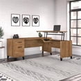 thumbnail image 2 of UrbanPro 3 Position Sit to Stand L Shaped Desk in Fresh Walnut - Engineered Wood, 2 of 7