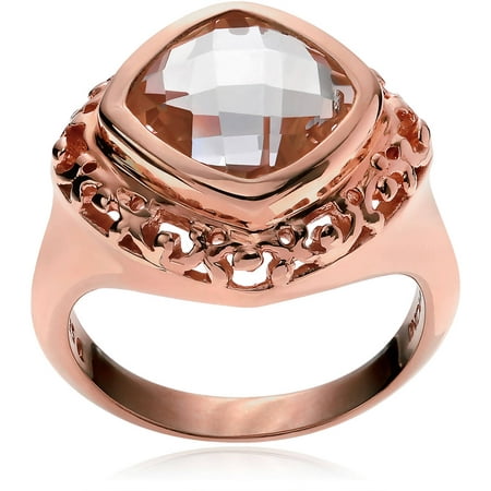 Brinley Co. Women's Pink Rutile 14kt Rose Gold-Plated Sterling Silver Checkerboard Fashion Ring