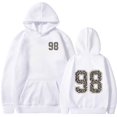 thumbnail image 2 of HAYIMI Women Leopard Number 98 Print Sweatshirt Oversized Hoodie Loose Long Sleeve Pullover with Drawstring Pocket Vintage Graphic Hooded Tops for Fall Winter Daily Walking, 2 of 4