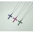 thumbnail image 5 of Carleen White Gold Plated 925 Sterling Silver Lab Created Colorstone Birthstone Crucifix Cross Prong Pendant Necklace for Women Girls 16+ 2 inch, 5 of 5