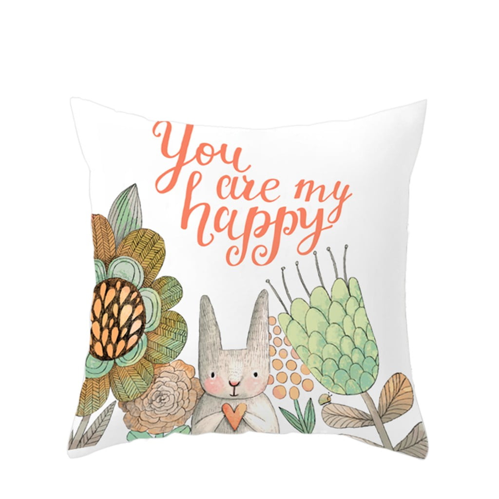 Polyester Easter Pillow Covers 18X18 Bunny Throw Pillow Covers Cushion