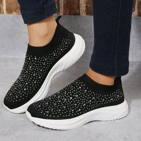 

Quealent Winter Shoes For Women Women s Slip on Shoes Non Slip Fashion Canvas Sneakers Low Top Casual Shoes Black 7.5