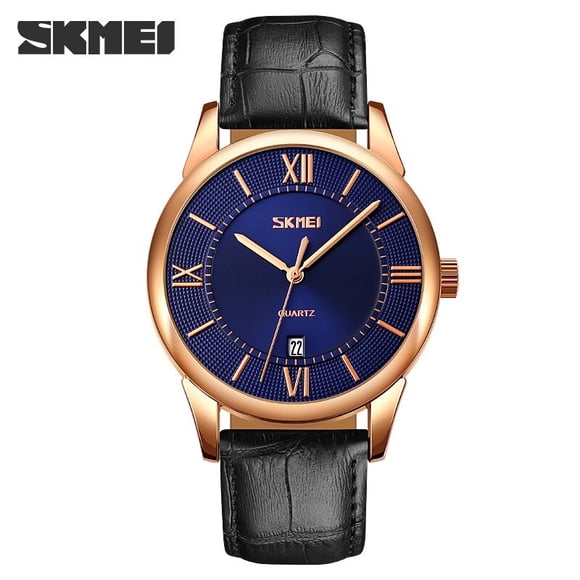 Official Brand SKMEI Quart Watch Luxury Leather Men's Wristwatches Business Casual Watches Man Calendar Men Watch For Gift