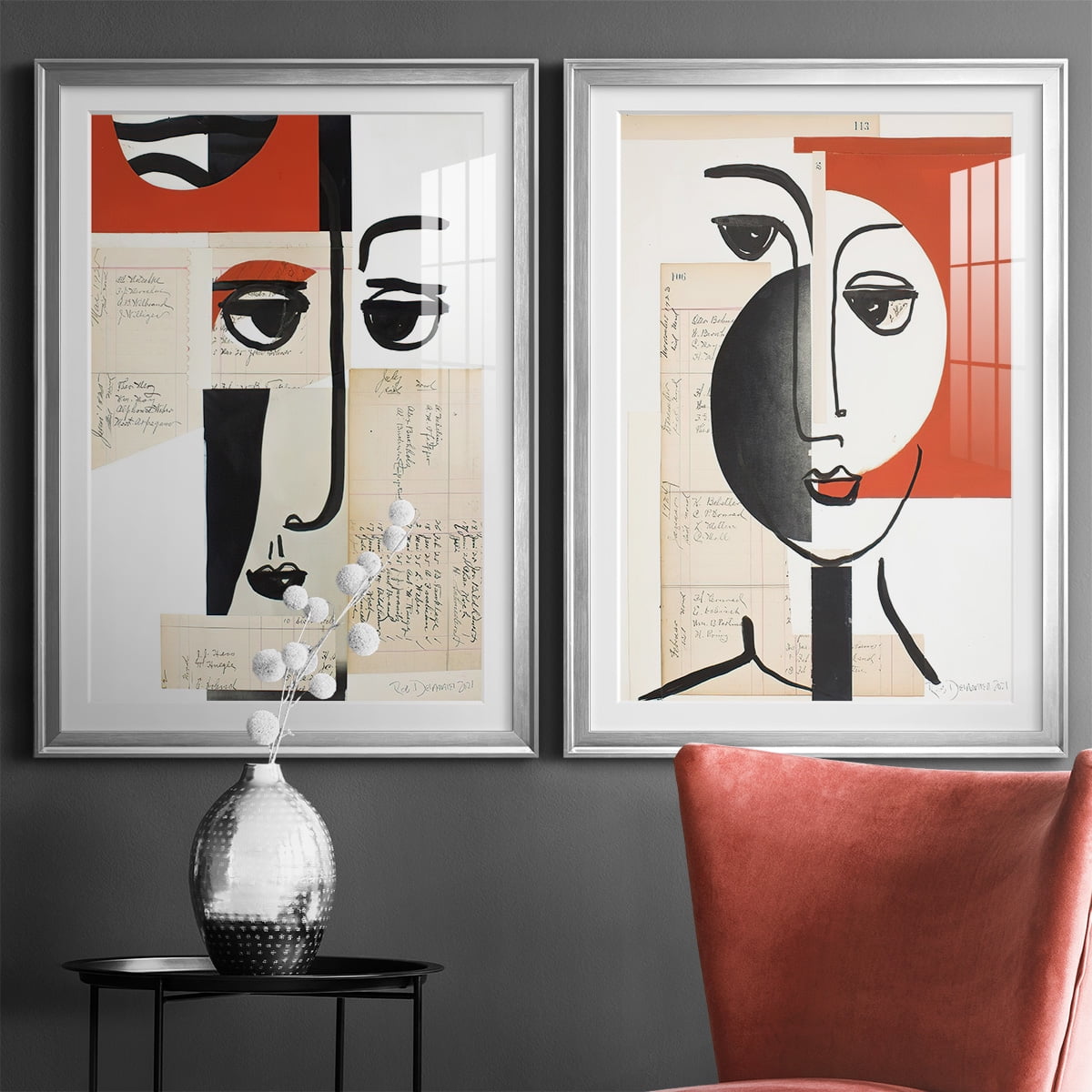 Wexford Home Faces of A Century III Premium Framed Print, 18.5" x 24.5" - Ready to Hang, Silver (Set of 2)