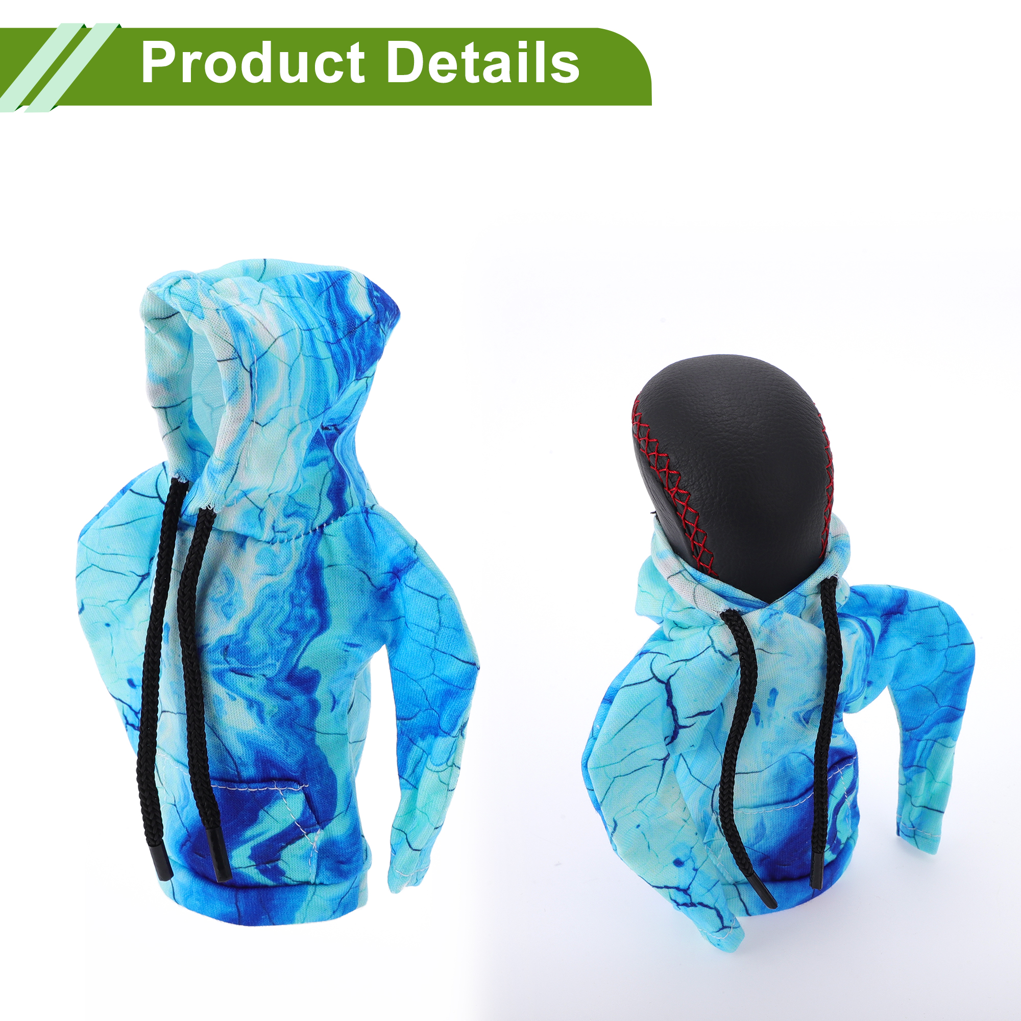 Unique Bargains Universal Gear Shift Knob Cover 16x11cm Polyester Light Blue Deep Blue