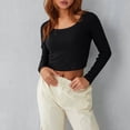 thumbnail image 3 of Women Long Sleeve Ribbed Top,Women Long Sleeves Top Ribbed Slim Fitted Blouse Ribbed Long Sleeves Slim Top Future-Proof Design, 3 of 9