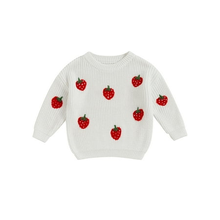 

Wilcliar Toddler Girls Cotton Sweater Strawberry Embroidered Long Sleeve Pullovers Fall Winter Infant Kids Clothes 0M 3M 6M 9M 12M 18M 24M 3T Baby Jumpers Tops