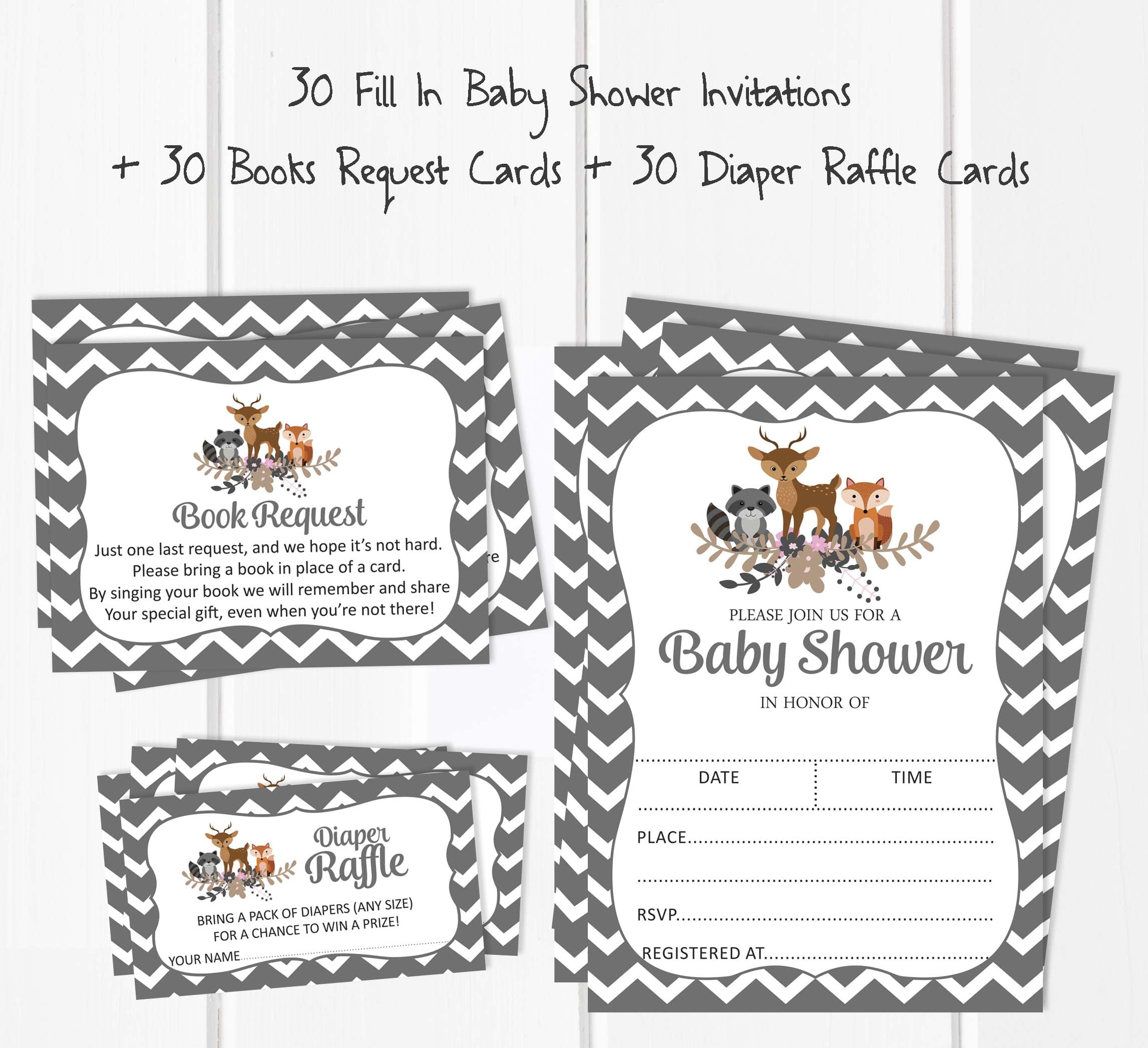 Inkdotpot Set Of 30Jungle Animals Baby Shower Invitations-Diaper Raffle Tickets And Baby Shower Book Request Cards Gender Neutral Invites Its A Boy Its A Girl