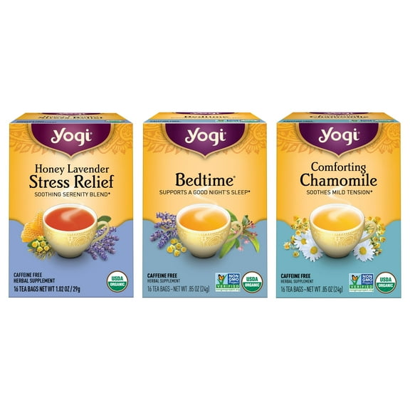 Yogi Tea Relaxation and Stress Relief Variety Pack, Wellness Tea Bags, 3 Boxes of 16