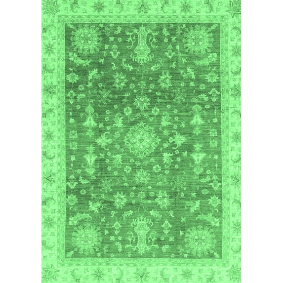 Ahgly Company Indoor Rectangle Oriental Emerald Green Modern Area Rugs, 2' x 3'