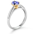thumbnail image 3 of Gem Stone King 925 Sterling Silver and 10K Yellow Gold Blue Tanzanite Solitaire Engagement Ring for Women (0.75 Cttw, Oval 7X5MM, Gemstone December Birthstone, Available in Size 5, 6, 7, 8, 9), 3 of 4