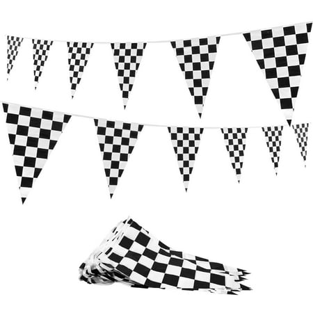 Novelty Place 100 Feet Checkered Pennant Banner - 48 Flags (12