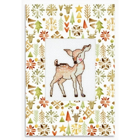 UPC: 4840746043833 | Cross Stitch Kit Post Card With SP-109 Needlework Animal By Luca-S Brown Easu