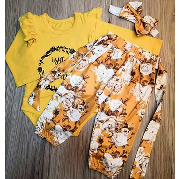 Meihuida 3pcs Newborn Infant Baby Girl Clothes Ruffle Romper Jumpsuit Tops Floral Pants Headband Fall Winter One Piece Outfits Walmart Com Walmart Com