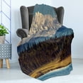 thumbnail image 4 of Alaska Soft Flannel Fleece Blanket, Colorful Summer Season in Northwest America Snow White Mountains River Fresh Forest, Cozy Plush for Indoor and Outdoor Use, 50" x 60", Multicolor, by Ambesonne, 4 of 5