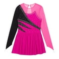 thumbnail image 4 of TiaoBug Kids Girls Long Sleeve Contrast Color Figure Ice Skating Lyrical Ballet Dance Dress, 4 of 5