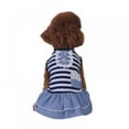 thumbnail image 4 of Denim Dog Dress Soft Breathable Striped Cotton Dress Cute Birthday Dog Puppy Dresses for Small Dogs Girl Pet Clothes Chihuahua Yorkie Outfits XS-XL, 4 of 7