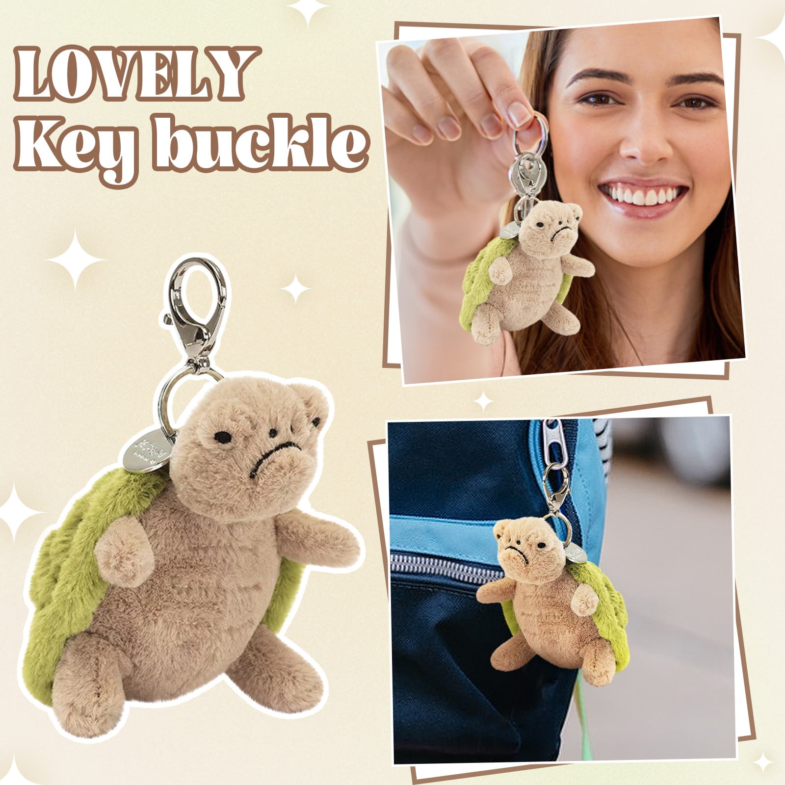Stuffed Toy Gifts Adorable Plush Turtle Keychain Soft Stuffed Animal Key Ring with Clip for Kids & Adults, Perfect Gift Accessory
