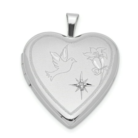 Picture Charm Pendant - 925 Sterling Silver Diamond Dove Flower Heart Photo Pendant Charm Locket Chain Necklace That Holds Pictures Gifts For Women For Her