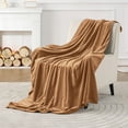 thumbnail image 5 of IR Imperial Rooms Fleece Bed Blanket 310 GSM Microfiber Lightweight Warm Blanket Fluffy Cozy Plush Throw Camel Twin Size, 5 of 14