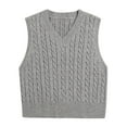 thumbnail image 3 of IROINNID Reduced Womens Sweater Sweater Vest V-Neck Pullover Sweater Solid Color Leisure Short Length Sleeveless Knitted Vest Sweater Vest, 3 of 3