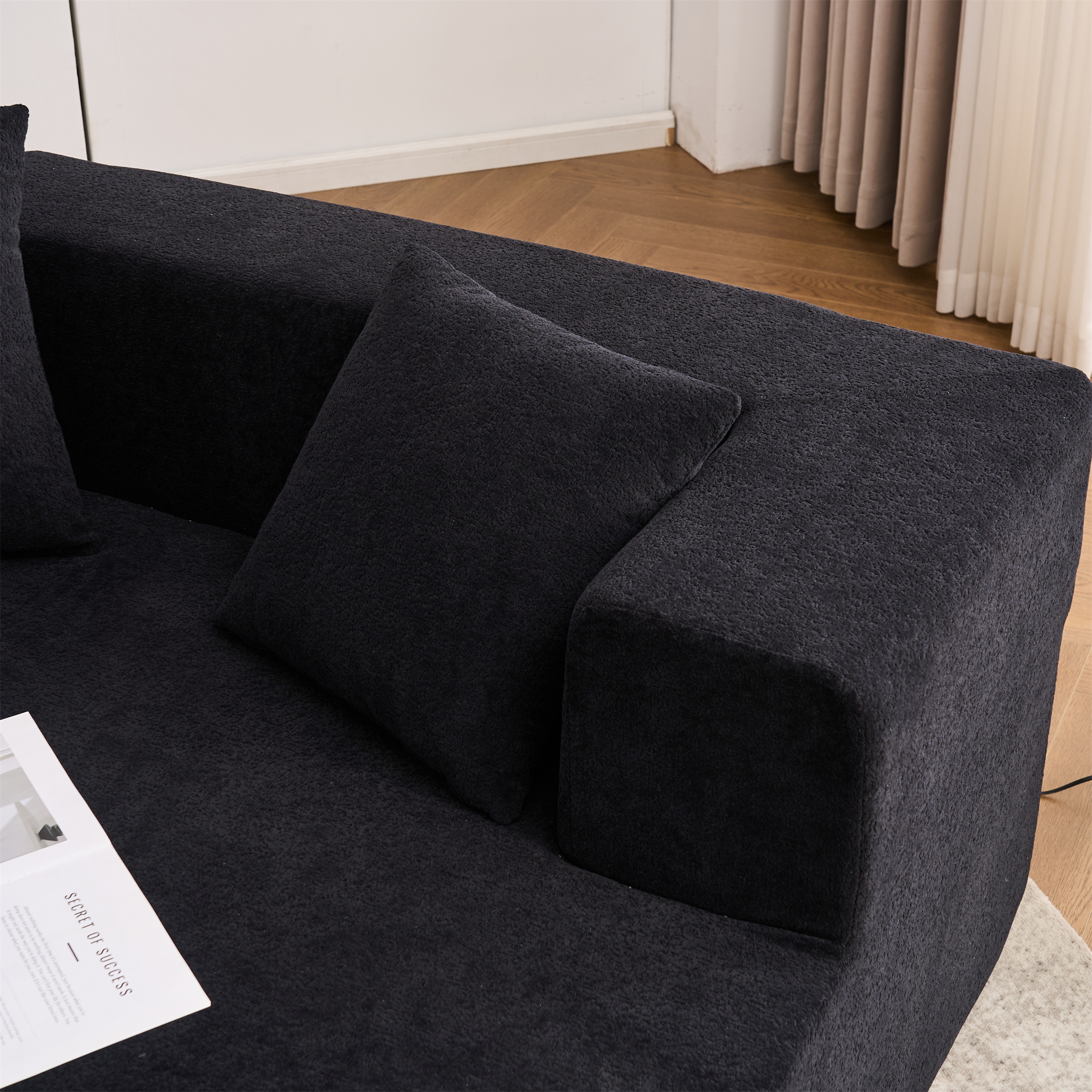 Aukfa 130" Oversized Cloud Sectional Couch Modular Sofa for Living Room, Installation Free, Black