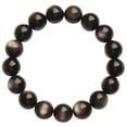 thumbnail image 1 of HOOUN Double Silver Eye Natural Obsidian Bracelet Birthday Gift-14MM, 1 of 5