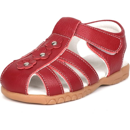 

Girls Genuine Leather Soft Closed Toe Princess Flat Shoes Summer Sandals(Toddler/Little Kid)