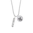 thumbnail image 2 of Delight Jewelry Silvertone Spin On Bar Silvertone Script Initial Disc - N - Charm Necklace, 20"+3", 2 of 4