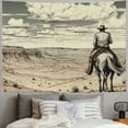 thumbnail image 2 of Fenyluxe  Western Wild West Landscape Illustration Mountains Cowboys Desert Cactus Plants Tapestry Wall Hanging Bedroom Living Room Dorm House Patry Decor Decorations Tapestry 50x40inch, 2 of 6