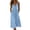 Blue, variant on Vivianyo HD Women's V-Neck Spaghetti Strap Midi Dress, Summer Casual A-Line Sundress for Women, with Front Button Gathered and Side Pockets, Women's L, Sizes S-2XL