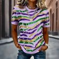 thumbnail image 4 of Tops de Cuello Redondo para las Mujeres de Moda Loose Fit Impresa Blusa de Manga Corta con Tela Suave, Casual Casual Camiseta para Uso Diario en Casa O Trabajo, 4 of 7