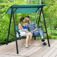 thumbnail image 4 of Gymax Balançoire de Porche pour 2 Personnes pour Patio Extérieur avec Auvent Réglable Turquoise, 4 of 10