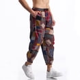 thumbnail image 4 of Mens Harem Pants Floral Paisley Printed Joggers Drawstring Sweatpants Casual Cotton Streetwear Hippie Yoga Pants, 4 of 9