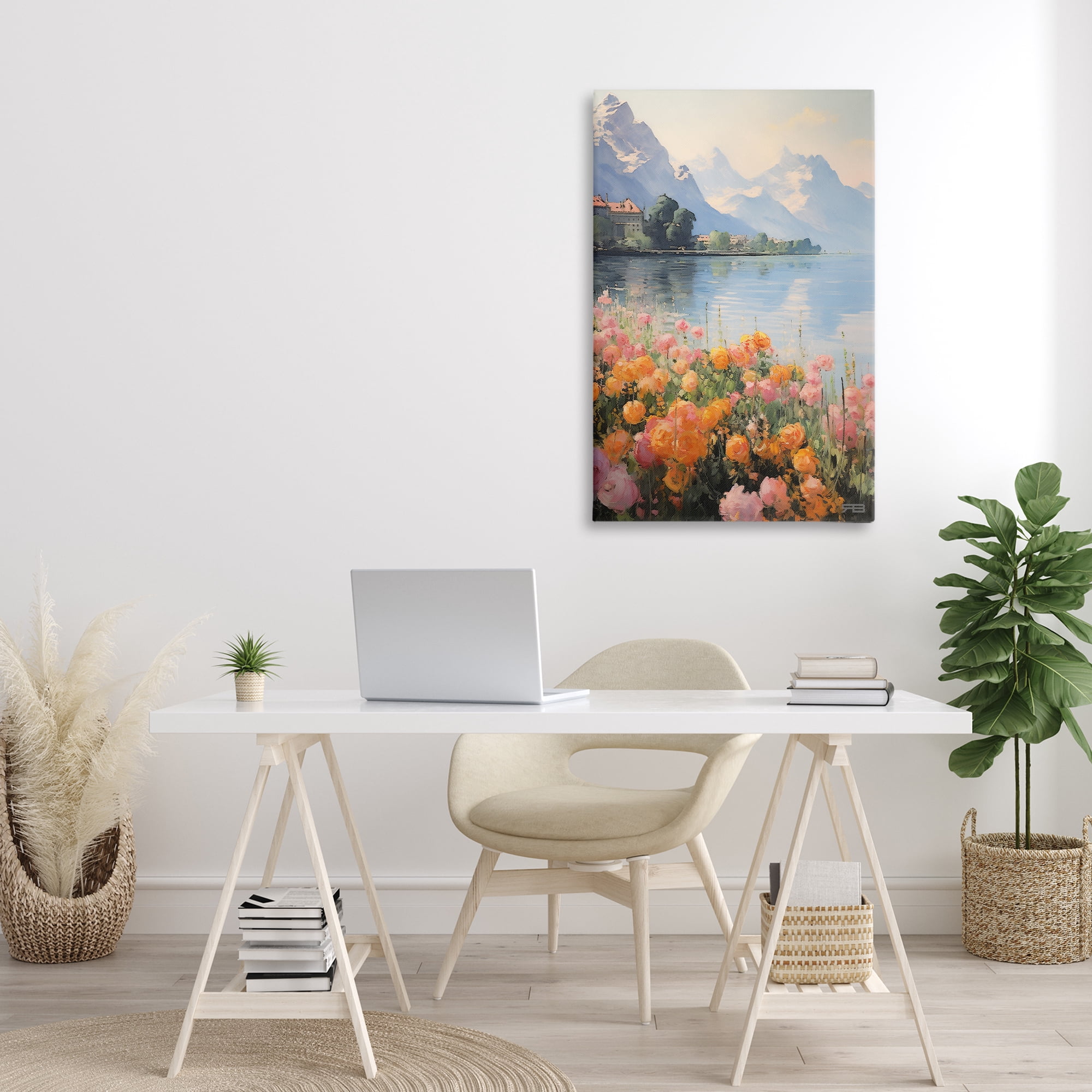 Stupell Industries Mountain Meadow Outskirts Landscape Painting Gallery Wrapped Canvas Art Print Wall Art, 24 x 36