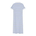 thumbnail image 5 of ShomPort Striped Straight Dress for Tall Women Casual V-Neck Collared Short Sleeve T-Shirt Dress Split Maxi Dresses, 5 of 6