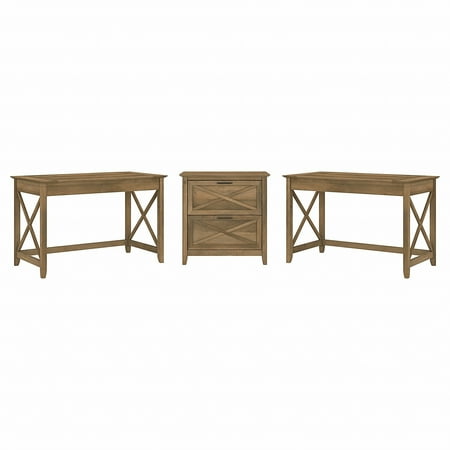 UPC: 0042976136024 | Bush Furniture Key West 2 Person Desk Set with Lateral File Cabinet