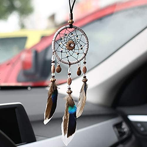 Best Trade in Prices Feather Dream Catcher Crystal Charm Car Rear View Mirror Hanging Pendant