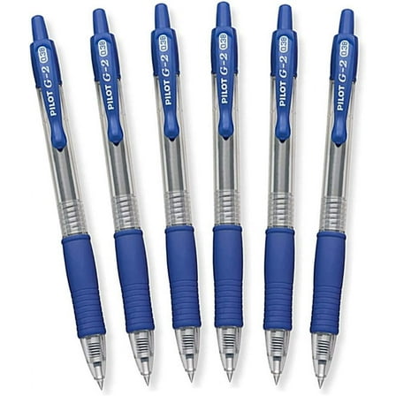 Pilot G2 Retractable Gel Ink Pens, Ultra Fine Point, 0.38 mm, Blue Ink, 6 Coun