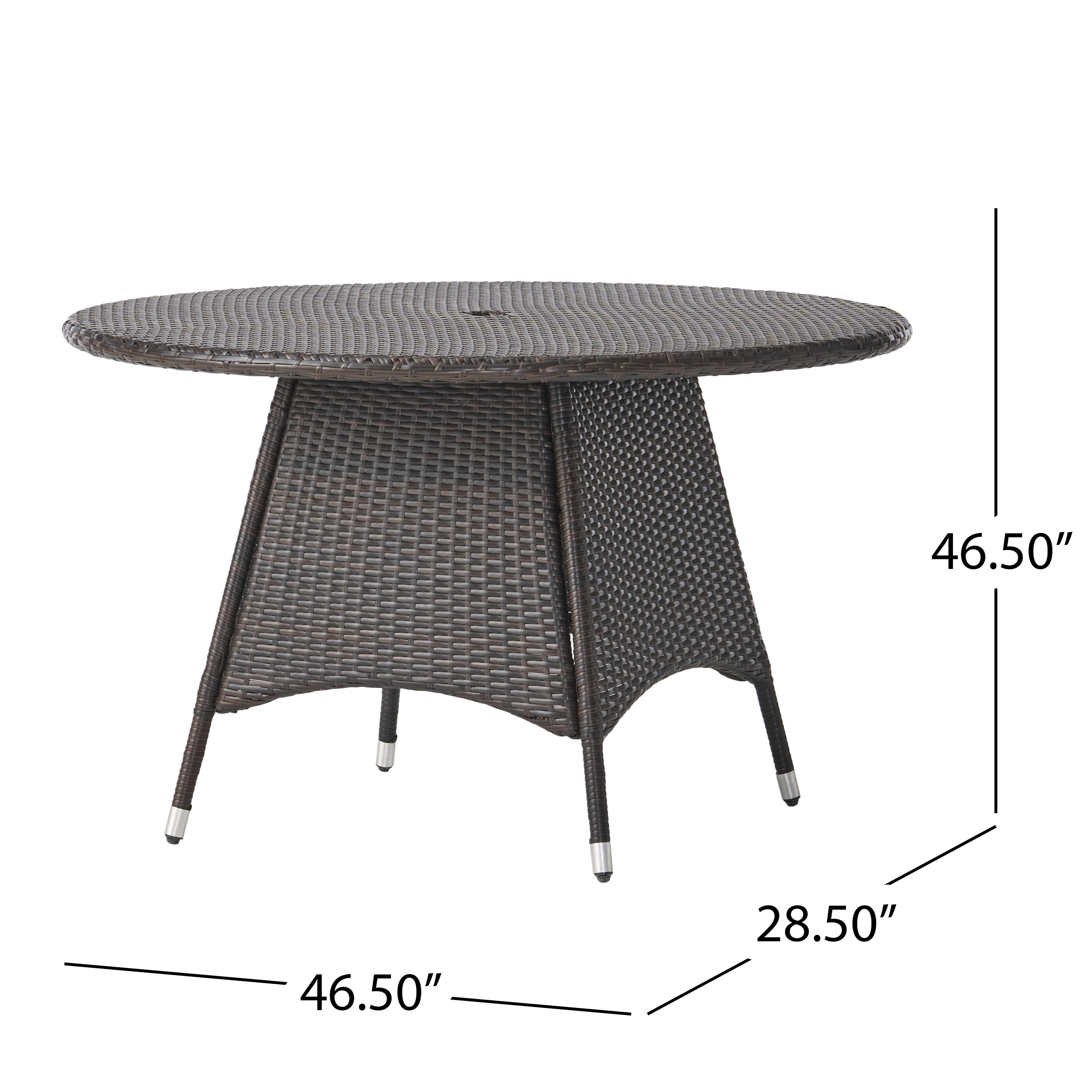 Phil 5 Piece Outdoor Round Wicker Dining Set, Multibrown