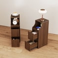 thumbnail image 5 of Gineuiia Fluted Narrow Nightstand with Drawers, Modern Bedside Tables Set of 2, Wood End Table for Bedroom, Mid Century Night Stands, Living Room, Walnut, 5 of 8