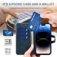 thumbnail image 2 of Vintage Wallet Case for iPhone 14 Pro Designed with Card Slots Cash Holder Retro Button Flip Cover, Luxury PU Leather Kickstand Soft Silicone Shockproof Case for iPhone 14 Pro,Blue, 2 of 6