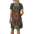 thumbnail image 4 of Tnhcen Women's Plus Size Short Sleeve Print Dress Pocket Design Casual Summer Dress 2XL S - 2XL Round Neck Loose Fit Floral Butterfly Printed Casual Dress for Women, 4 of 7