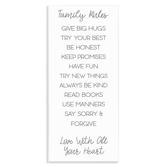 Stupell Industries Minimal Family Rules Typography Painting Unframed Art Print Wall Art, 7 x 17